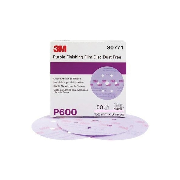 3M 3M Purple Finishing Film Hookit Disc Dust-Free, 30771, 6 in, P600, 50PK 7100122774 - main